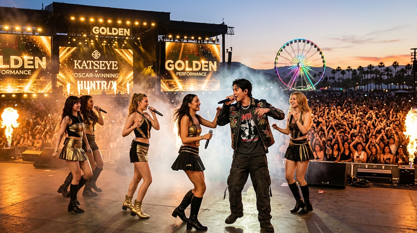 Huntr/x Joins Katseye at Coachella for Oscar-Winning 'Golden' Performance