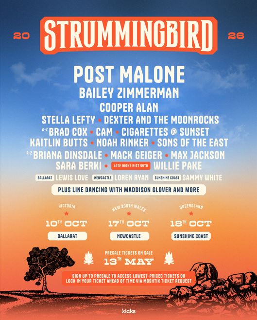 Post Malone To Headline Strummingbird 2026 Across Three Australian Dates