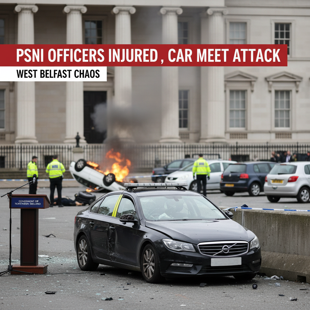 Two PSNI Officers Injured, Five Vehicles Damaged in West Belfast Car Meet Attack
